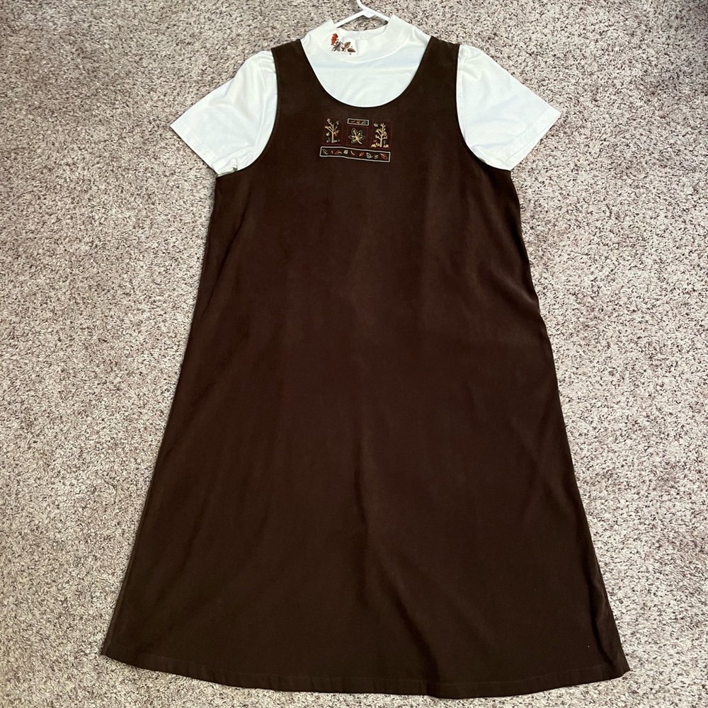 C.J. Banks Brown Embroidered Jumper (Size 20W) PLUS Top (Size 1X)